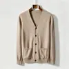 Cárdigan de Punto para Hombre de Comercio Exterior Negocios de Alta Gama Casual Cuello en V Color Sólido Suéter para Hombre Simple de Primavera y Otoño Ropa para Hombre