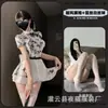 País Gato Noturno Estilo Pintura a Tinta Lingerie Estampa Retrô Cheongsam Botões Uniforme de Empregada Camisola Conjunto Feminino Sem Tirar