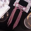 Pendientes de Borla de Diamantes Elegantes de Lujo Amor Moda Pendientes Largos Europeos y Americanos Pendientes S925 Simples de Corazón de Durazno
