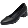 Zapatos de Trabajo de Tacón Grueso, Zapatos Profesionales para Mujer, Zapatos de Trabajo Negros, Zapatos para Madre, Zapatos Planos, Zapatos de Piel de Superficie Suave y Suela Suave