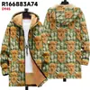 Chaqueta de Nuevo Estilo Transfronteriza con Elementos de Patrón Multicolor, Cárdigan con Capucha y Cierre 69, Abrigo Grueso de Algodón Polar de Invierno con Forro Amarillo
