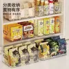Caixa Organizadora Transparente de Acrílico com Padrão de Onda PET com Alça Cesta Organizadora de Lanches e Bebidas para Geladeira de Cozinha Cesta de Armazenamento