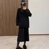 Conjunto de suéter casual de moda nuevo para otoño e invierno, grueso, extragrande, transfronterizo, para mujer, conjunto de dos piezas de punto holgado con pantalones de pierna ancha para mujer