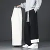 Pantalones de Lana de Cordero para Hombre Otoño e Invierno Cálidos Pantalones de Algodón Polar Gruesos Rectos Pantalones Deportivos Holgados Casuales Largos