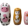 Muñecas Rusas de Anidación 6 Capas de Madera Animal Matrioshka Juego Muñecas Pintadas a Mano de Madera de Tilo con Adorables Diseños de Animales de Granja Regalo Divertido y Educativo para Niños Adultos Juguete Decorativo para el Hogar 415cm