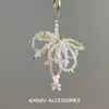 Pingente de Corrente para Celular com Miçangas de Cristal e Laço Criativo e Fashion, Design Delicado e Doce, Pingente de Laço Versátil