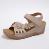 Sandalias Romanas Retro de Cuña con Tira Cruzada Tallas Grandes para Mujer 2026 Verano Huecas de Suela Gruesa de Una Tira Sandalias de Playa para Mujer