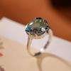 Yilu Silver S925 Sterling Silver Cloisonne Natural Hotan Safira Pérola Flor Rodada Bead Egg Face Ring Temperament Ring