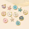 Brincos Pingente Estrela do Mar Árvore de Coco Óleo Pingando Férias Aço Titânio DIY Brincos Pingente Feminino Concha Aço Inoxidável Colar Acessórios de Joias