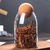 Botella de vidrio tapa de bola tarro sellado caja de almacenamiento de granos de café tarro de almacenamiento de granos de cocina tarro de té de corcho creativo