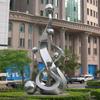 Escultura de acero inoxidable anillo personalizado spray madre e hijo espíritu de ciervo bastión metal Galería adornos de paisaje grandes para exteriores
