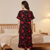 Nueva Bata de Noche para Mujer con Estampado de Corazones de la Fábrica Original, Estilo Delgado de Verano, Exportación del Sudeste Asiático, Ropa de Casa Casual de Longitud Media