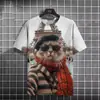 Verão 2025 novo T-shirt masculina de manga curta transfronteiriço AliExpress impressão 3D gato fofo gola redonda manga curta T-shirt top