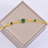 Pulsera de Cadena Trenzada Tejida Transfronteriza Flor Turquesa Diamante Lujo Ligero Zircón Verde Perla Pulsera Acero Titanio Color Libre