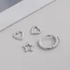 Aretes de Corazón de Estrella de Cinco Puntas para Mujer, Aretes Geométricos Calados Simples y Modernos Versátiles, Aretes, Aretes, Aretes de Nicho Elegantes