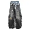Pantalones de Cimitarra Estilo Páramo Estampado Digital 3D para Hombre Hip-Hop Tendencia Diseño de Nicho Sueltos de Pierna Ancha Vaqueros