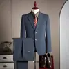 Traje de Hombre con Bordes Cosidos, Corte Slim de Alta Gama, Estilo de Negocios Estructurado, Delgado de Verano Casual Formal, Chaqueta Pequeña, Se Puede Facturar