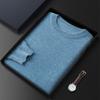 Suéter de Cachemira de Color Puro con Cuello Redondo para Hombre 2024 Otoño e Invierno Nuevo Jersey Versátil Suéter Business Casual Tejido para Usar Debajo