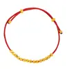 Pulseira de Corda Vermelha com Contas Elásticas Douradas 24K Estilo Igual da Loja Puzuo Gold Nova Pulseira Trançada Fina Ano Novo Chinoiserie Signo do Zodíaco para Mulheres