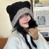 Orejas de bola de pelo ~ azul oscuro azul claro * Orejas de oso Maillard costura lindo sombrero de peluche sombrero de lana tejido dulce