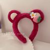 Diadema de oso fresa color pitaya para mujer, banda para el cabello para lavarse la cara en otoño e invierno, diadema de felpa para presionar el cabello, horquilla para atar el cabello, tocado