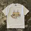 Camiseta de verano de algodón puro con estampado de gato retro americano lindo, corte holgado, diseño de nicho, manga corta para niños y niñas