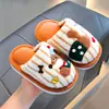 Pantuflas de algodón para niños de otoño e invierno, unisex, cálidas, forradas de felpa, antideslizantes, para uso en interiores, estilo padre-hijo, adecuadas para bebés y perros pequeños, pantuflas de piso