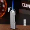 Encendedor Inflable a Prueba de Viento de Llama Recta Azul Encendido de un Botón Metal Cepillado Antipresión Modelo Caliente Transfronterizo