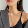 Conjunto de Pingente de Colar, Colar Minimalista com Pedra Preciosa, Colar Paraíba de Alta Transparência Gelo, Colar de Prata para Mulheres
