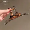 Pinza de garra grande estilo vintage de alta gama con estampado de leopardo, moderna para cabello grueso en la parte posterior de la cabeza, pinza para recogido completo, accesorio para el cabello tipo pinza de tiburón