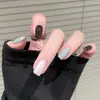 Uñas Cortas Portátiles, Azul Claro, Marrón Oscuro, Rosa Claro, Manicura Color Morandi, Uñas Postizas de Alta Gama, Versátiles para el Viaje Diario