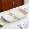 Prato de Jantar Dividido de Palha de Trigo, Prato Redutor de Gordura, Prato Retangular de Arroz Anti-Queda de Aparência Sofisticada, Prato de Café da Manhã para Casa, Prato de Frutas