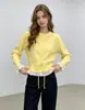 Suéter de encaje patchwork elegante y versátil de estilo coreano para otoño e invierno para mujer, top de punto de estilo dulce con cintura ceñida