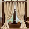 Estilo Crema Francés Estilo Pastoral Princesa Cortinas de Encaje Tela de Doble Capa Gasa Integrada Oscurecimiento Cortina para Puerta de Ventana Abuhardillada Dormitorio Beige