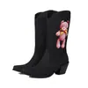 Nuevas botas de cowboy occidentales tacón grueso botas de tacón alto dibujos animados media pantorrilla botas de caballero 40-48 talla grande botas de comercio exterior