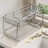 Estante de cocina para paños de cocina, escurridor, almacenamiento de detergente, esponja de acero inoxidable, paño de cocina, estante para el borde estrecho del fregadero