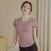 Costura de malha, roupas de ioga, camiseta feminina de manga curta, roupas esportivas, roupas de fitness respiráveis de topo, roupas de fitness apertadas, roupas de secagem rápida, roupas de ginástica, verão