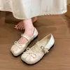 Zapatos de Ballet Cuadrados con Lazo Estilo Francés para Mujer, Nuevo Modelo Verano 2026, Combinan con Faldas, Zapatos Mary Jane de Cuero con Correa Única
