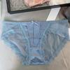Calcinhas de Renda Vazada Retro com Fenda Alta para Mulheres, Malha Respirável Sem Costura, Cintura Baixa, Forro 100% Algodão, Tanga Feminina Estilo Francês