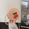 Bolso Nuevo para Niños, Linda Mochila Cruzada para Bebé, Bolso Redondo Pequeño, Bolso de Paja para Playa, Minibilletera de Frutas, Transfronterizo