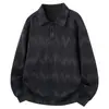 [M-8XL] Nueva sudadera pesada para hombre 2026, chaqueta estilo americano con cuello polo jacquard para hombre, colección de otoño