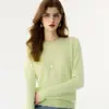 Camiseta básica de punto de cachemira, suéter de manga larga de color liso a la moda, simple y suave, cuello redondo cómodo para mujer, otoño e invierno