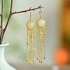 Pendientes de borla de estilo chino con incrustaciones de jade hetiano y plata 925, estilo nacional de marea, HTYE0065
