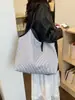 Bolsa de ombro listrada retrô única, estilosa e versátil, bolsa de mão de moda casual, sacola de compras, bolsa tote feminina