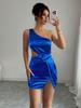 Vestido de Club Nocturno de Alta Gama de Verano Delgado Sexy para Mujer Estilo Europeo y Americano Hombro Inclinado Cuello Plisado