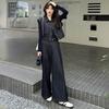 Pantalones de traje de mezclilla estilo Hong Kong retro para mujer 2025 Otoño Nueva Moda Casual Chaleco Top Pantalones de Pierna Ancha Conjunto de Tres Piezas