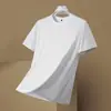 Nova Camiseta Masculina Lisa de Seda de Manga Curta Verão 2026, Camiseta de Manga Curta com Gola Redonda, Cor Sólida Gola Redonda Meia-Manga