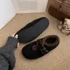 Sandálias Birkenstock com Solado Grosso e Pelúcia para Mulheres Outono e Inverno 2025 Novos Sapatos Quentes de Algodão com Elevação Interna Sapatos Slip-On Mary Jane