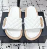 Pantuflas Sandalias Casuales de Cuero Genuino Estilo Chanel de Punta Redonda Acolchadas con Velcro y Suela Gruesa de Punta Abierta con Forro de Piel de Oveja
