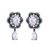 Accesorios Yiwu, pendientes de alta gama con temperamento francés de nicho, venta al por mayor, pendientes de flor con incrustaciones de circón y gota de aceite para mujer